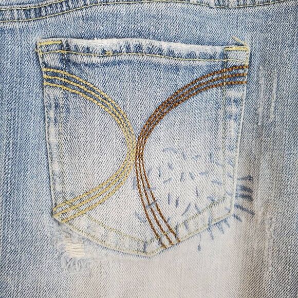 Vintage Havana Distressed Frayed Hem Denim‎ Mini Skirt Blue Medium - Picture 10 of 12
